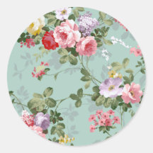 Motif rouge-rose élégant vintage de roses autocollants ronds