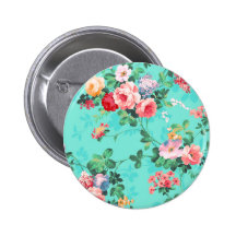 Motif rouge-rose élégant vintage de roses jaunes badge avec épingle