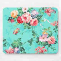 Motif rouge-rose élégant vintage de roses jaunes tapis de souris