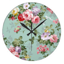 Motif rouge-rose élégant vintage de roses pendule