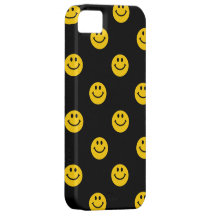Motif souriant jaune de visage sur le noir coques iPhone 5 Case-Mate