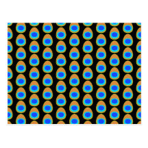 Motif stylisé de Feater de paon sur le noir Cartes Postales