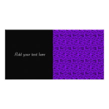 Motif tourbillonnant floral noir et pourpre cartes de vœux avec photo