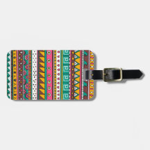 Motif tribal coloré étiquettes à bagages