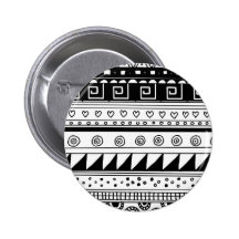 Motif tribal noir et blanc badge avec épingle
