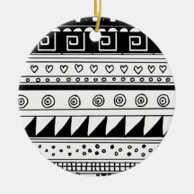 Motif tribal noir et blanc décorations pour sapins de noël