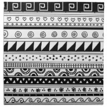 Motif tribal noir et blanc serviette