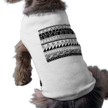 Motif tribal noir et blanc t-shirts pour chien