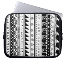 Motif tribal noir et blanc trousses ordinateur