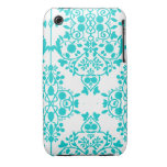Motif turquoise Girly mignon de damassé Coques Case-Mate iPhone 3
