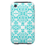Motif turquoise Girly mignon de damassé Coque iPhone 3 Tough