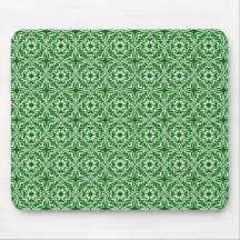 Motif vert de fantaisie de damassé de vacances tapis de souris