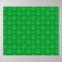 Motif vert d'empreinte de patte de chien posters
