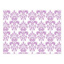 Motif vintage blanc pourpre Girly 2 de damassé Carte Postale