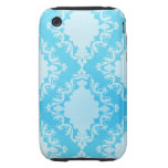 Motif vintage de damassé de remous de bleu d'Aqua Coques iPhone 3 Tough