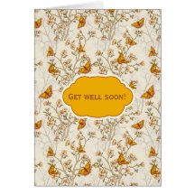 Motif vintage floral avec des papillons cartes de vœux
