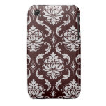 Motif vintage foncé de damassé de Brown Coque iPhone 3 Case-Mate