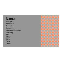 MOTIFS ORANGE-CLAIR À MOTIFS DE LOSANGES de PÊCHE  Cartes De Visite Personnelles