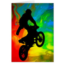 Motocross dans la fusion solaire carte de vœux