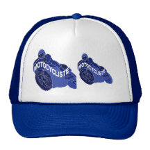 MOTOCYCLISTE SUR CASQUETTE BLEUE