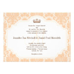 Mots brun chocolat de mariage de damassé de pêche invitations