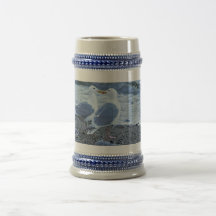 Mouettes embrassant sur la photo de plage tasse