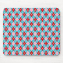 Mousepad à motifs de losanges rose, bleu et rouge  tapis de souris
