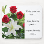 Mousepad avec de beaux fleurs, roses et lis tapis de souris
