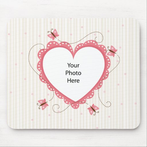 Mousepad : Cadre de photo de coeur de dentelle Tapis De Souris