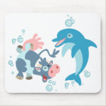 Mousepad de bande dessinée Seacow et de dauphin tapis de souris