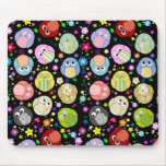 Mousepad de motif mignon de hiboux et de fleurs -  tapis de souris