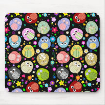 Mousepad de motif mignon de hiboux et de fleurs -  tapis de souris