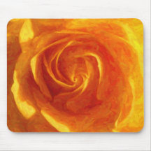 Mousepad de peinture à l'huile de rose jaune tapis de souris