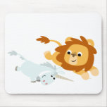 Mousepad mignon de lion et de licorne de bande des tapis de souris