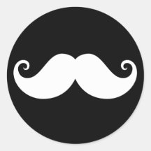 Moustache blanche de guidon de monsieur sur le noi adhésif rond