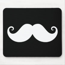 Moustache blanche de guidon de monsieur sur le noi tapis de souris