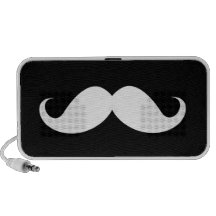 Moustache blanche de guidon sur l'arrière - plan n système de haut-parleurs