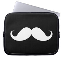 Moustache blanche de guidon sur l'arrière - plan n housse ordinateur