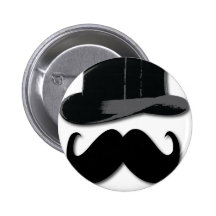 moustache, chapeau supérieur, cravate d'arc et per badges