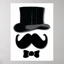 Moustache, chapeau supérieur et affiche de cravate