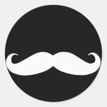 Moustache dans noir ou le blanc adhésifs ronds