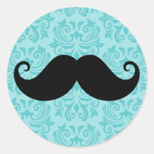 Moustache de guidon d'Aqua sur le motif noir de da Autocollant Rond