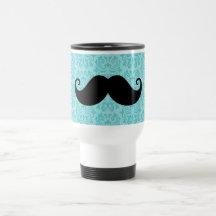 Moustache de guidon d'Aqua sur le motif noir de da Mug À Café