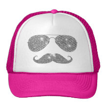 Moustache drôle de diamant avec des verres casquettes de camionneur