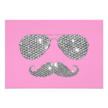Moustache drôle de diamant avec des verres carton d'invitation
