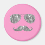 Moustache drôle de diamant avec des verres magnets pour réfrigérateur