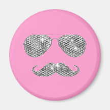 Moustache drôle de diamant avec des verres magnets pour réfrigérateur