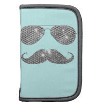 Moustache drôle de diamant avec des verres agenda folio