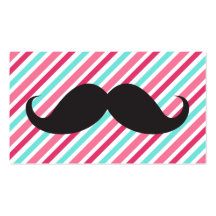 Moustache drôle de guidon sur les rayures bleues d cartes de visite personnelles