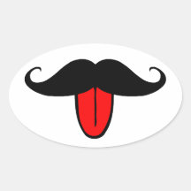 Moustache drôle sticker ovale